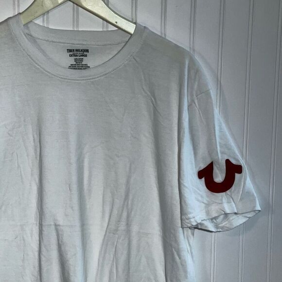 True Religion Red Logo Cotton T-Shirt Mens Extra Large Crew Neck Undershirts - Picture 3 of 7
